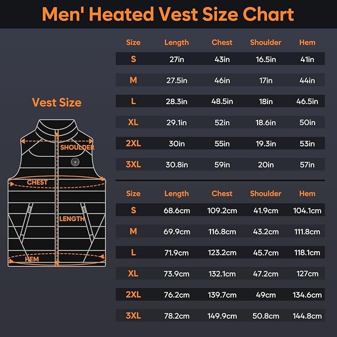 Heated Vest for Men with Battery Pack Included 16000mAh, 15 Heating Zones Electric Winter Warm Heating Jacket