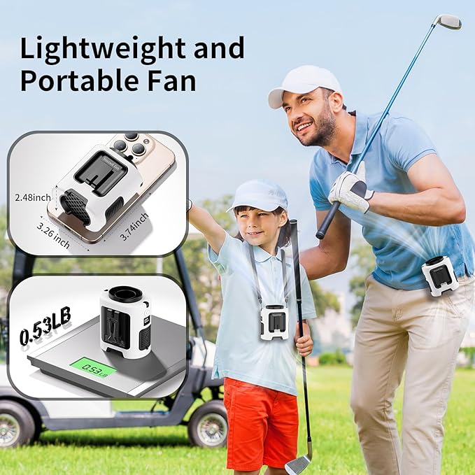 Socool Portable Waist Fan Clip on Wearable Belt, Mini Personal Fans Rechargeable, 4 Speeds 13000RPM, 25H Cooling Shirt Fan Battery Operated, Neck Fan Hanging for Outdoor Camping Travel Jobsite