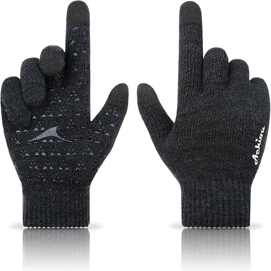 Achiou Winter Gloves, Glove for Men Women, Upgraded Touch Screen Texting Warm Running with Thermal Soft Knit Lining