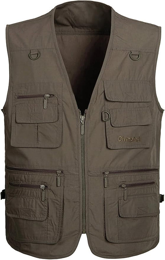 Lentta Men's Fishing Vest Summer Outdoor Lightweight Work Photo Vest 16 Pockets