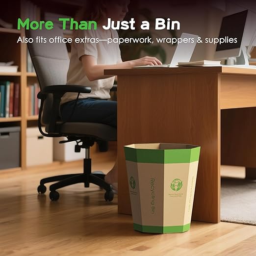 6-Pack Cardboard Trash Can – Foldable, Recyclable, Plastic-Free & Reusable Small Waste Paper Basket - Garbage Bin Perfect for Office, Bedrooms, Home, Events & Outdoor Activities (3.2 Gallon)