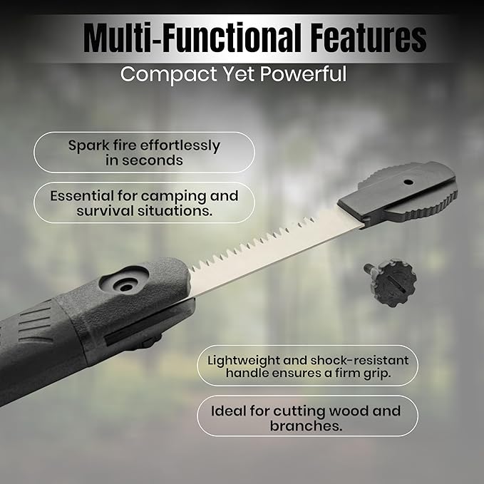 Rite Edge 17.5-Inch Hiker's Hatchet – Multi-Tool Axe with Hidden Saw, Fire Starter, Hammer, and Nylon Fiber Handle – Includes ABS Sheath for Camping and Survival