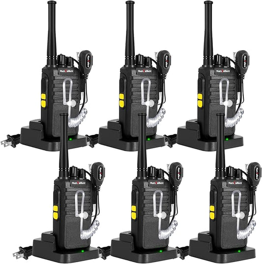 Radios Walkie Talkies Long Range: MaxTalker MT4D Rechargeable Walkie Talkies for Adults with Upgraded Earpiece, Type-C Charging Two Way Radio for Camping School Restaurant,6 Pack