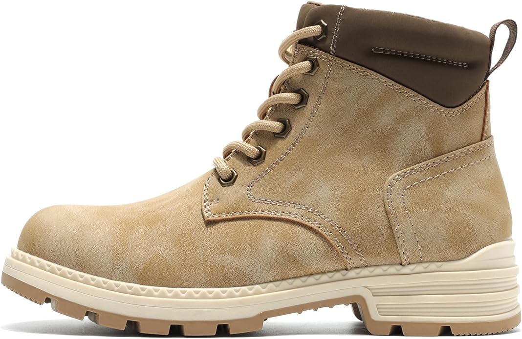 ANJOUFEMME Combat Hiking Boots for Women- Ladies Casual Outdoor Ankle Work Boots Lightweight Lace up Winter Shoes for Backpacking Trekking Walking