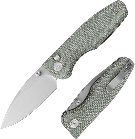 CMB Predator V3 Pocket Folding Knife for EDC with 3.42" Micarta Handle 14C28N Steel Blade Camping Hiking Knife with Pocket Clip for Men Women CMB-19 (CMB-19A)