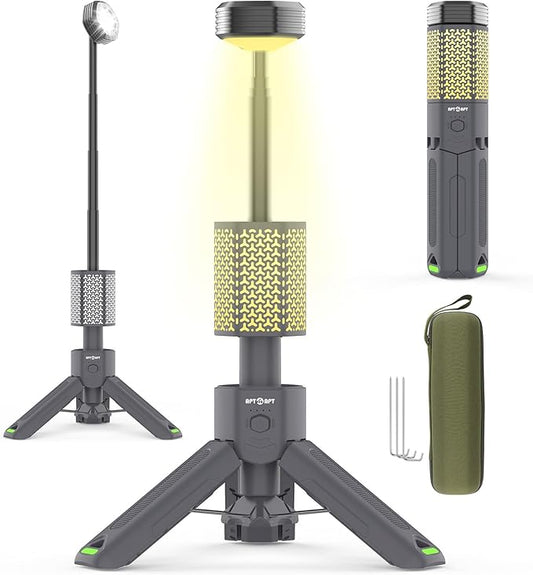 Telescopic Camping Light, Portable Collapsible Magnetic Camp Lantern Rechargeable,10500mAh Telescoping IP67 Waterproof Flashlights, Outdoor Gear for Emergency, Camping, Hiking (Gray)
