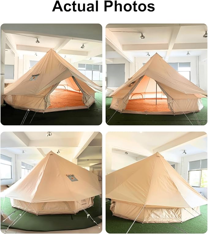 Bell Tent Rain Cover Protector with Stove Jack and Roof Vents for Camping,Waterproof,PU5000,Glamping Bell Tent Rain Fly with Stove Jack,4 Season,(Beige, for 13ft(4m) Size)