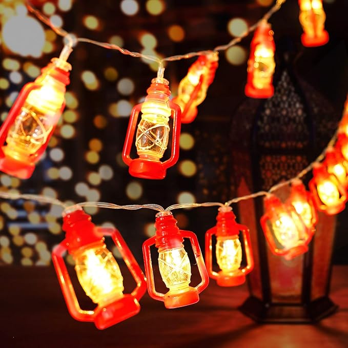 AceList 30 LED Red Lantern String Lights for Bedroom Patio Garden Holiday Home Indoor Decorations, Mini Kerosene Lights String (Warm White Light)