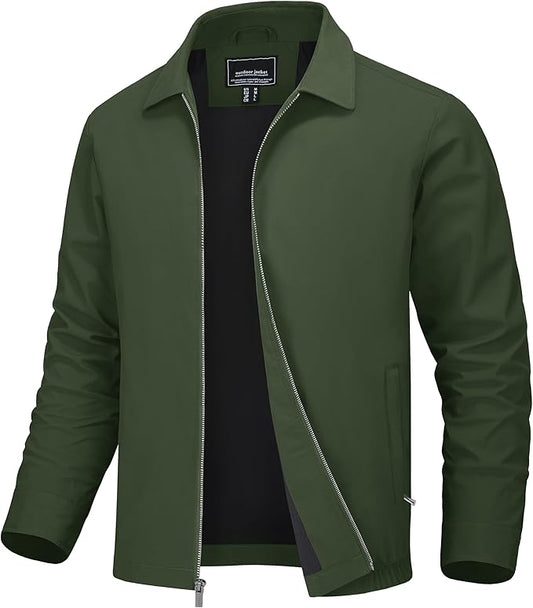 MAGNIVIT Men's Lightweight Jackets Light Windbreaker Full Zip Up Stylish Golf Coat Business Work Casual Dress