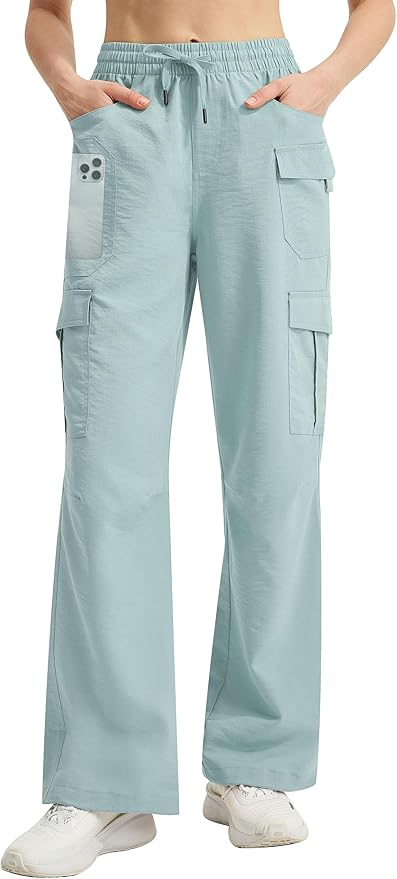 Women's Cargo Hiking Pants Lightweight Casual Quick Dry Straight Leg Camping Travel Pant for Work Golf with Multi-Pocket