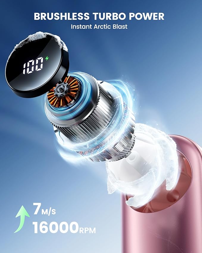 coldSky Portable Handheld Turbo Fan,1-100 Adjustable Speed Personal Fan,4000mAh Rechargeable Mini Fans,16,000 RPM Small Fans Portable Cooling For Women Travel Camping Outdoor