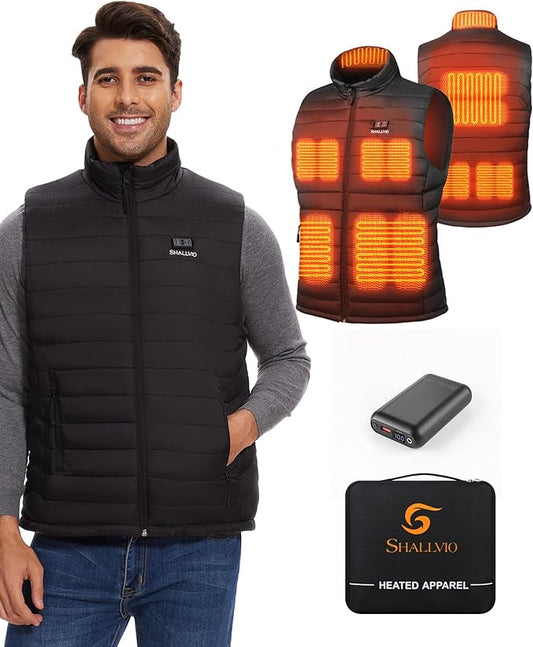 Men's Lightweight Heated Vest with 20000mAh 7.4V Battery Pack， Water-Resistant Electric Warming Heating Vest