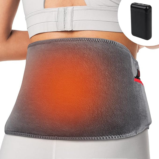 Portable Heating Pad for Back Pain Relief, Long Lasting 10000mAh Battery Powered Cordless Lower Back Heat Pads Wearable, Hot Compress, Extra Large 60", Gift for Women Men, Fit Size S/M/L/XL