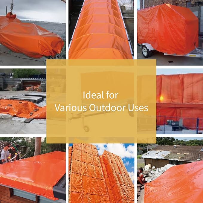 GUARD SHIELD Orange Tarp 20x30 Feet Tarps High Visibility Outdoor Poly Cover Lightweight 6mil