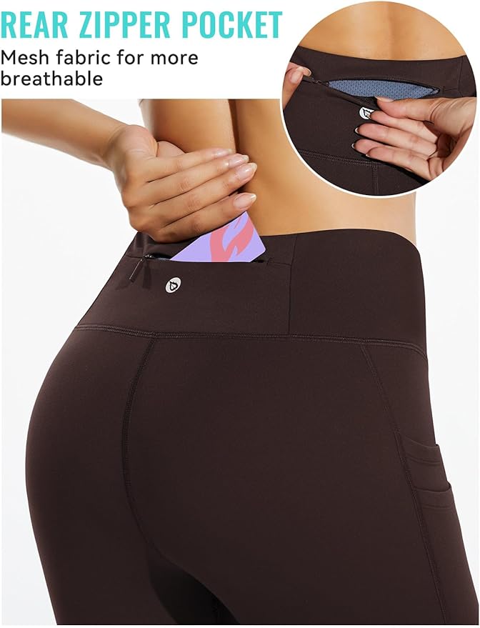 baleaf Women's Fleece Lined Leggings Water Resistant Thermal Winter Warm Tights High Waisted with Pockets Running Gear