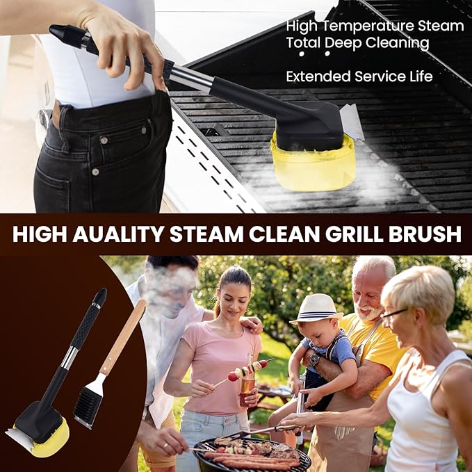 Steam Grill Scruber Brush for Outdoor Sponge Grill-Steam Grill Cheaning Scraper BBQ Brush-BBQ Accessory Grill Heavy Duty Brush for Grill Cleaning Scraper + Bristle Free Grill Brushs for Any Grill