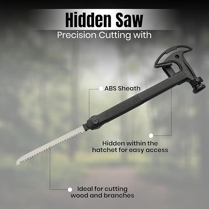 Rite Edge 17.5-Inch Hiker's Hatchet – Multi-Tool Axe with Hidden Saw, Fire Starter, Hammer, and Nylon Fiber Handle – Includes ABS Sheath for Camping and Survival