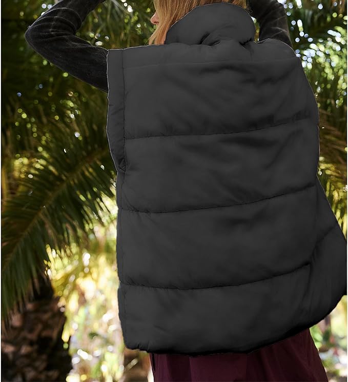 Ainangua Women's Puffer Vest Stand Collar Zipper Sleeveless Jackets Winter Lightweight Vests Warm Padded Jacket Coat