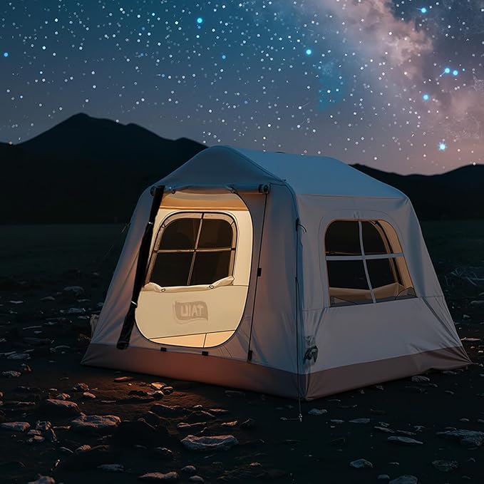 TAILI Inflatable Blow Up Tent for Camping with Hand Pump for 2/3/4/6 Person, Easy Setup Outdoor Inflatable Oxford Waterproof Air Tent House for Family Camping Adult