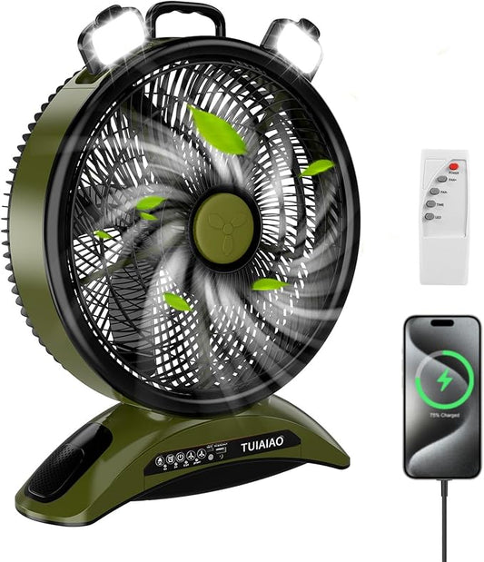Extra Large Size Camping Fan, 45000mAh Battery Rechargeable Portable Fan,12-Inch Blade & 830CFM Super Airflow, Cordless for Outdoor Large BBQ RV Tent Garage Hurricane Emergencies & Indoor