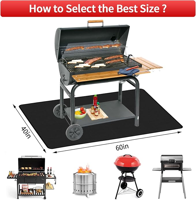 FireGuard Elite 60"x40" Fireproof Mat - Waterproof & Flame Retardant for Grills, Fireplaces, Camping | Heat Resistant up to 1500°F | Heavy-Duty Indoor/Outdoor Safety Mat for BBQ, Patio, Garage