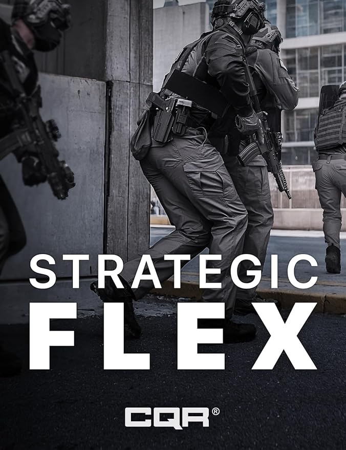 CQR Men's Flex Ripstop Tactical Pants, Water Resistant Stretch Cargo Pants, Lightweight EDC Hiking Work Pants