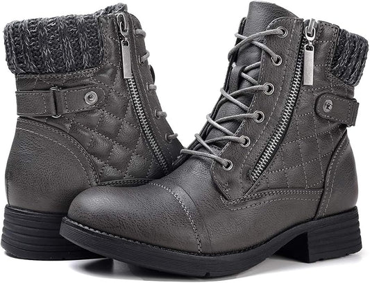 STQ Women's Combat Boots Lace up Ankle Booties