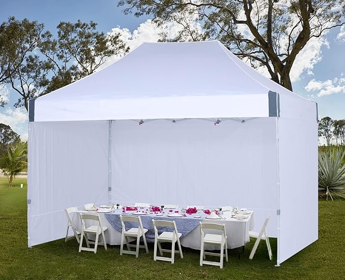 Eazy Up OUTDOOR WIND Pop Up Canopy with Sidewalls - Heavy Duty Commercial Instant Canopy Tent - 10x15, White
