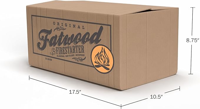 Fatwood Fire Starter Sticks 25lb Box - Indoor or Outdoor All Natural Pine Fire Starters for Campfires, Fireplace, Firepit, Wood Stove, or BBQ Grill - Kindling Wood Firewood Lighter by Pure Garden