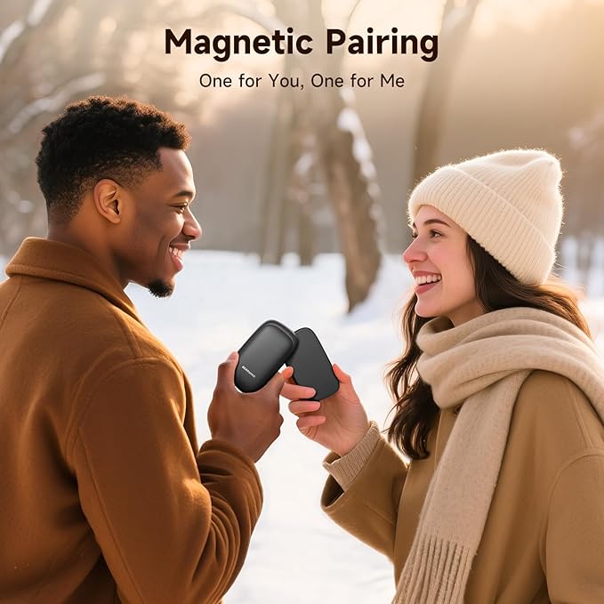 Electric Hand Warmers Rechargeable - 2 Pack Magnetic Pocket Heater Handwarmers with AI Chips, Portable Hunting Gear, Reusable Winter Essentials, Gift Ideas for Men, Women, Outdoor