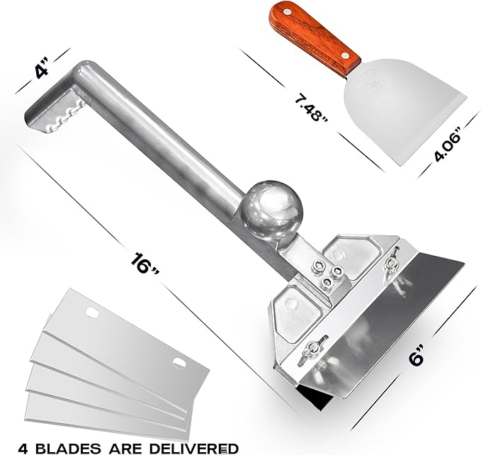 Grill Scraper Heavy Duty Griddle Scraper Set with Replacement Blades Flat Top Grill Accessories Griddle Cleaning Kit for Restaurants,Diners, Outdoor Grill Cleaning