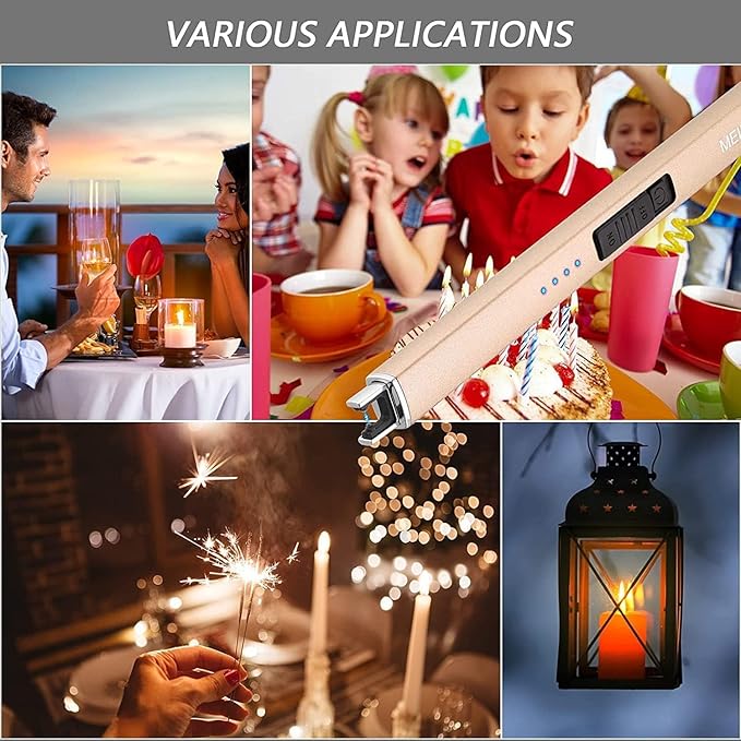 2 Pack Electric Candle Lighter, Christmas Stocking Stuffers Gifts for Women Mom Men Wife Sister, USB Arc Rechargeable Windproof Long Lighter for Candle BBQ Housewarming Birthday Gifts Idals