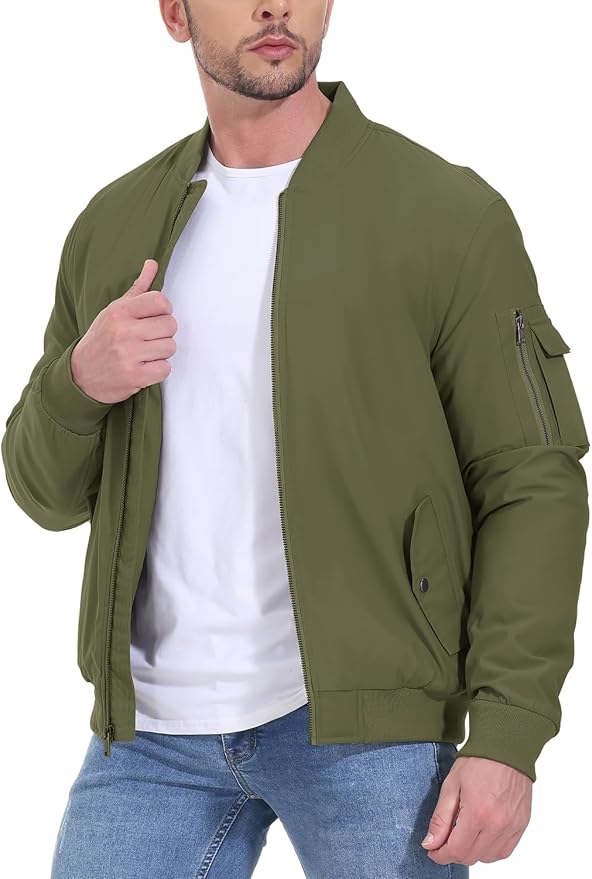 Gopune Men's Windproof Bomber Jacket Warm Water Resistant Windbreaker Winter Outwear Quilted Jackets Coats