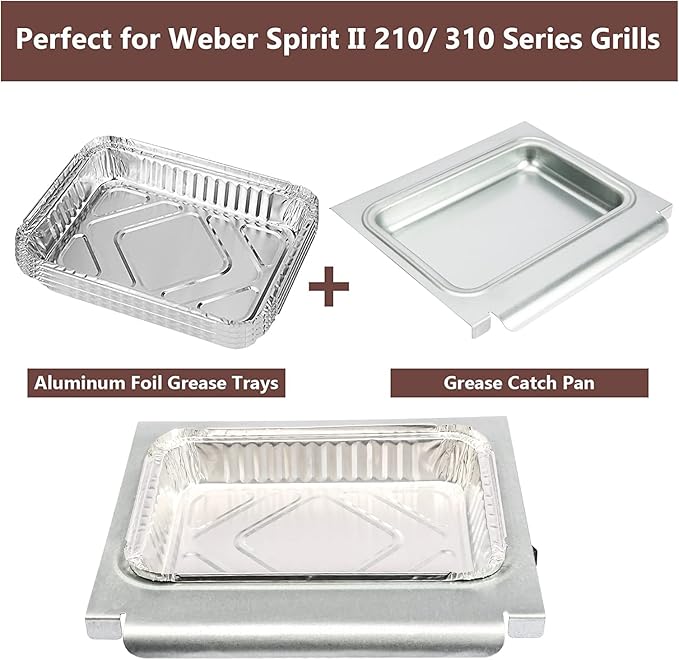 Uniflasy 67047 Catch Pan for Weber Spirit/Spirit II 200/300 Genesis and Genesis II LX200/300 Series Grill for Weber Traveler Drip Tray with 6415 Aluminum Liner, Replacement for Weber 67047 83156 6415