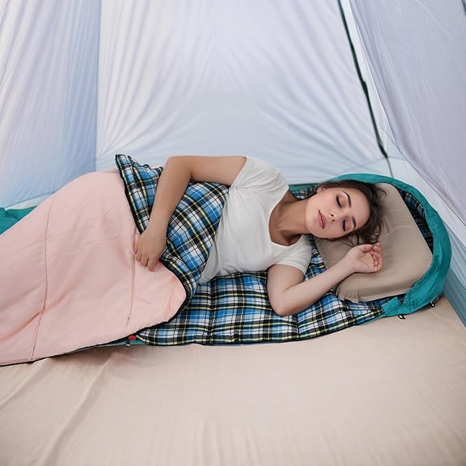 Cotton Flannel Liner Sleeping Bag for Adults Teens Kids, Cold Weather & Warm, 3-4 Seasons, Lightweight Compact Camping Essentials Equipment, Hiking, Outdoor, Travel
