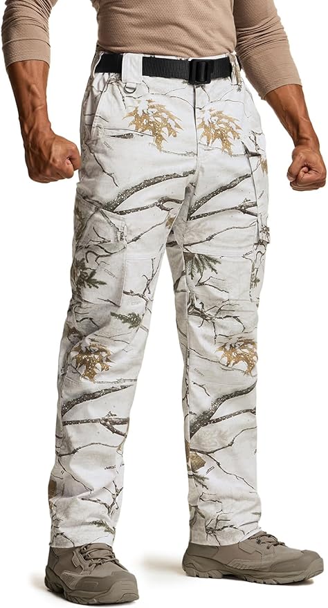 CQR Men's Flex Ripstop Tactical Pants, Water Resistant Stretch Cargo Pants, Lightweight EDC Hiking Work Pants