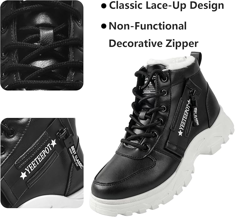 Womens Snow Boots Warm Winter Boots Ladies Fur Lined Ankle Boots Lace Up Outdoor Booties Anti-Slip Sneakers Waterproof Walking Shoes