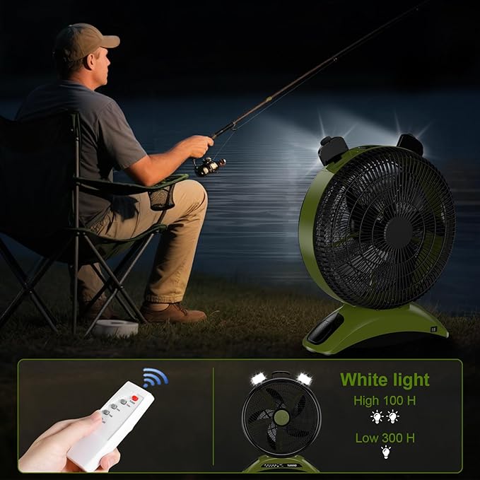 Extra Large Size Camping Fan, 45000mAh Battery Rechargeable Portable Fan,12-Inch Blade & 830CFM Super Airflow, Cordless for Outdoor Large BBQ RV Tent Garage Hurricane Emergencies & Indoor