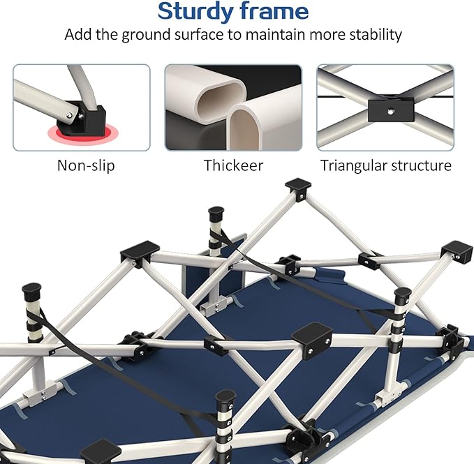 Camping Cot with Comfortable Mattress Violet and Cerulean Cots for Sleeping Heavy Duty Camping Bed 2 Person Folding Cot Include Carry Bag Camping Cots for Adults Vacation Indoor Outdoor
