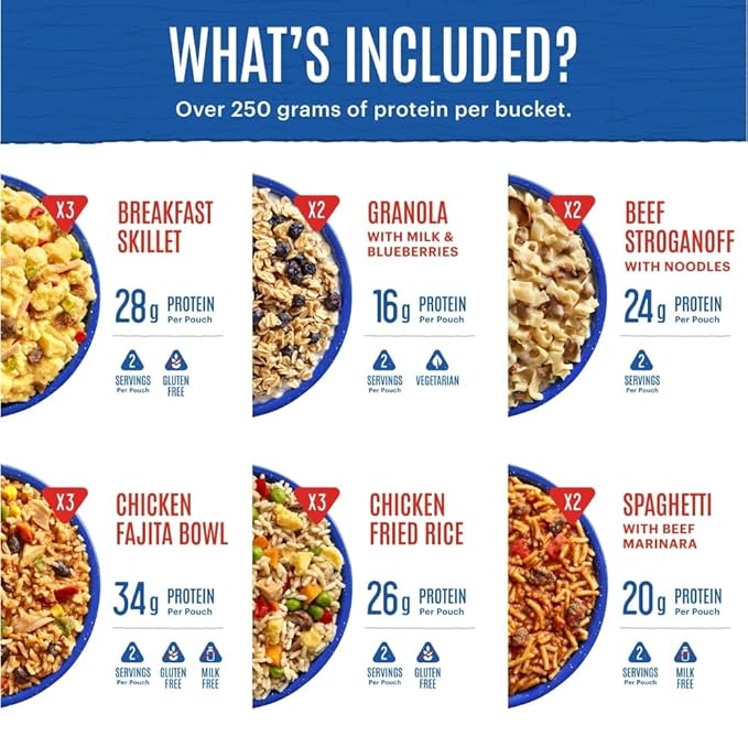 Mountain House Expedition Meal Assortment Bucket Freeze Dried Backpacking & Camping Food 30 Servings