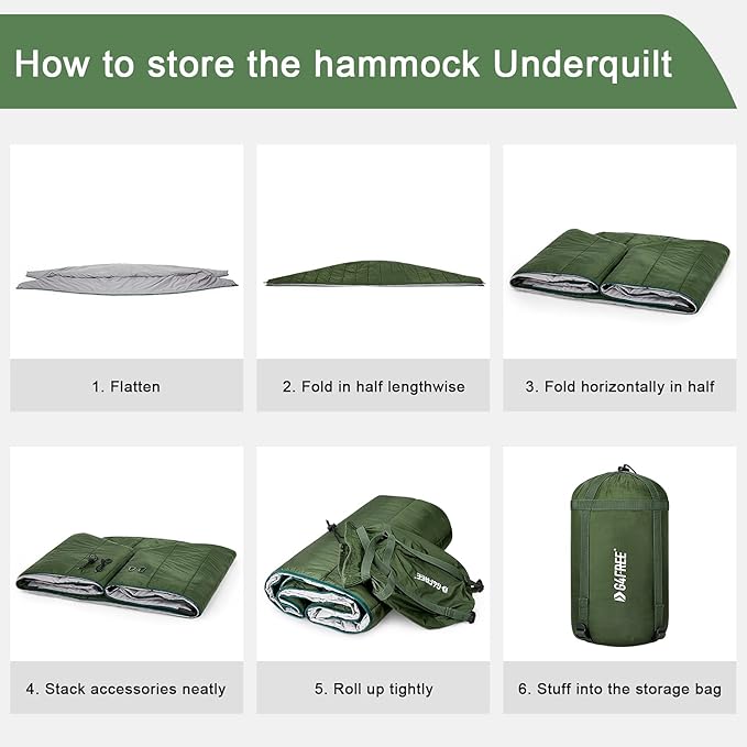 G4Free Hammock Underquilt for Single & Double Camping Hammocks, Lightweight Portable Top Warm 4 Season Winter Under Quilt for Outdoor Camping Hiking Backpacking