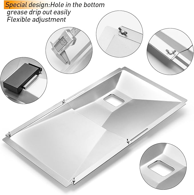 Grease Tray fits Nexgrill, Charbroil, Kenmore, BHG, Dynaglo, Grill Master, Uniflame,Backyard Gas Grill, Adjustable Drip with Catch Pan for 3/4/5 Burner, Grease Tray for Most CharBroil Models