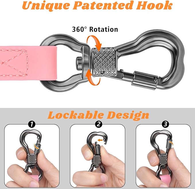 XiaZ Waterproof Dog Training Leash, Long Line Leash Lead for Large Medium Small Dogs Outside Walking, Playing, Camping, or Yard (30FT, Pink)