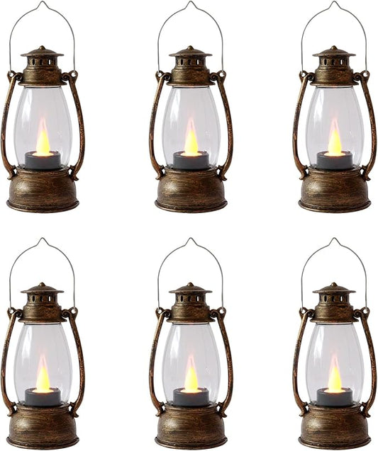 Mini Lanterns 12-Pcs LED Small Lanterns Decorative Indoor Outdoor Hanging Lantern Decorative Candle Lanterns Farmhouse Decor for Weddings Western Camping Party Halloween Christmas Decorations