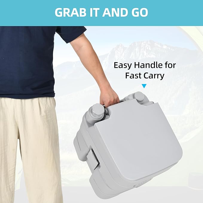 YITAMOTOR Portable Camping Toilet, RV Travel composting toilet with 20L Detachable Waste Tank, Double Water Spouts, Portable Toilet for Camping, Hiking