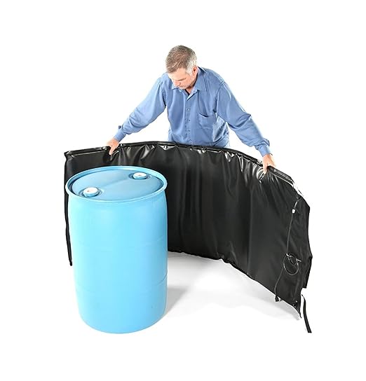 Powerblanket BH55RR-80 Industrial Grade/Weather Resistant D-15 Vinyl Shell 55 gal Insulated Drum Heating Blanket, Fixed Internal Thermostat 80 Degree F, Barrel Heater, Black