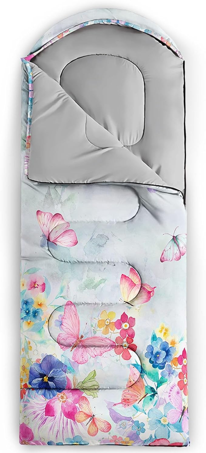 Kids Sleeping Bag for Boys Girls,Checkerboard Cat Print-Lightweight Warm Portable Outdoor Indoor-Waterproof Cold Weather Resistant Sleeping Bag for Camping Hiking