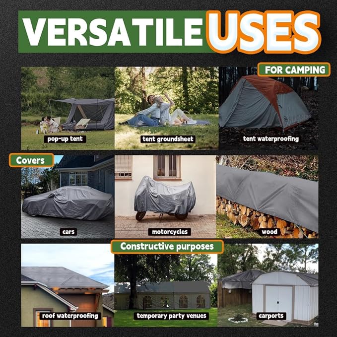 RAINDEWAY Tarps Heavy Duty Waterproof 20x30 Feet -14 Mils Super Heavy Duty Tarp with Metal Rings and Reinforced Corners and Edges, UV Resistant, Multipurpose Poly Tarp,Blue/Gray tarp