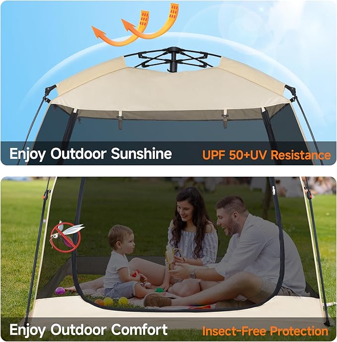 Alvantor Upgraded Screen House Gazebo, 2-4-6 Person Pop Up Screen Tent, Instant Screen Room with Carry Bag, Outdoor Mosquito Tent Camping, Sun Shade Shelter for Patio, Garden, Backyard, Deck