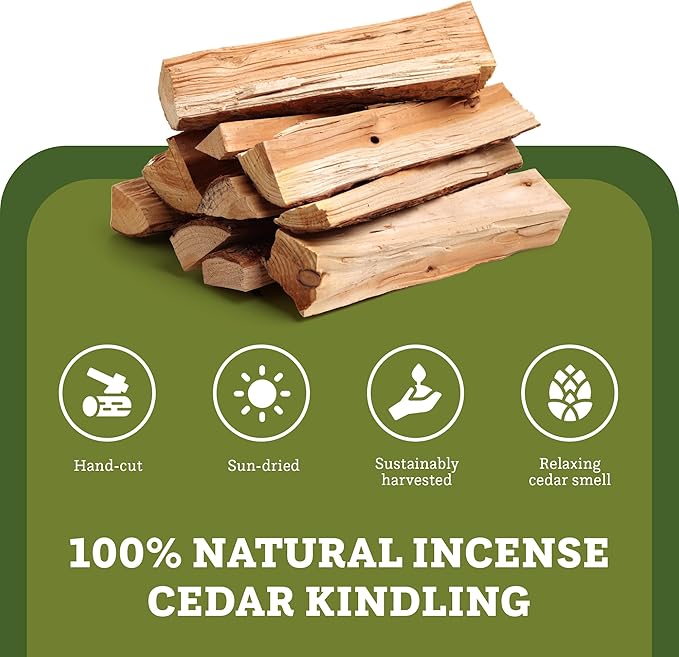 Double Tree Fire Starter Sticks - 100% Natural Cedar Wood Kindling, Quick & Easy Burning for Campfire, Camping Cooking Stove, Fire Pit, Fireplace & Grilling, lndoor & Outdoor - (XX Large 3 Cubic ft)